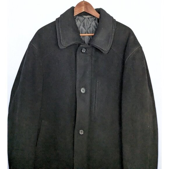 Lauren Ralph Lauren Men Blk Wool Cashmere Coat Lg 42 quilted Button Zip overcoat - Picture 11 of 16